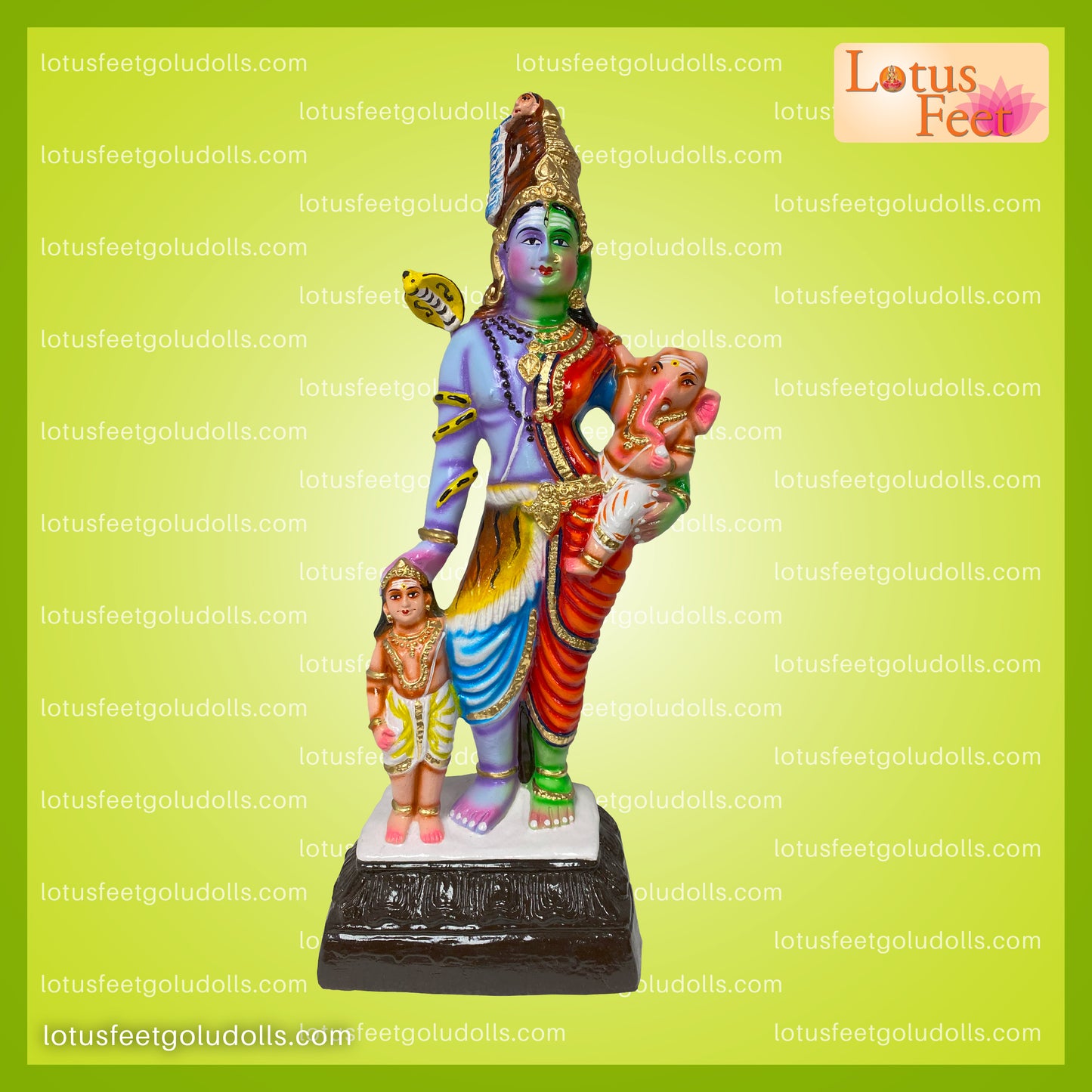 Artha Nariswarar with Vinayagar & Murugan 20" (Rare Paper Mache Shiva Family Set)