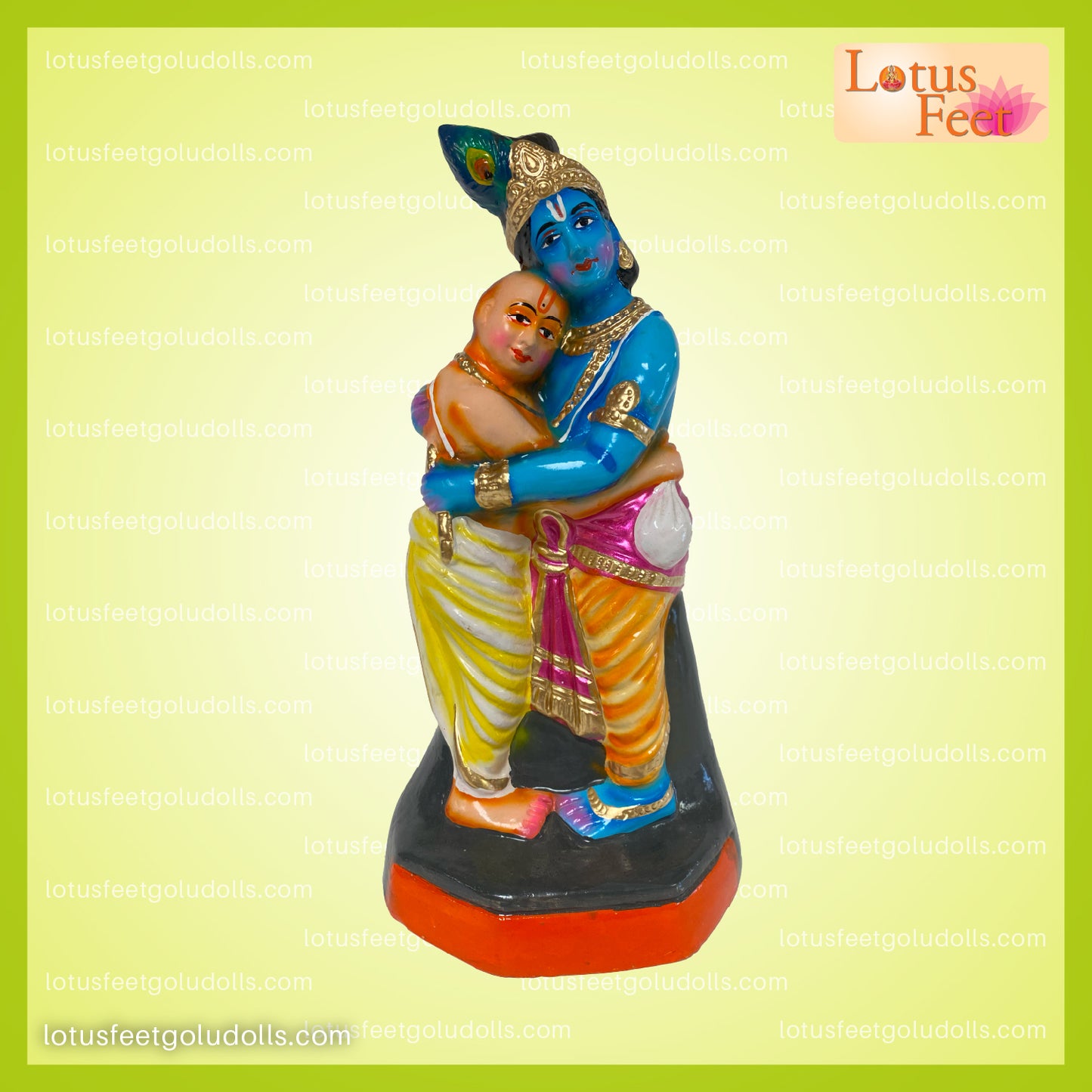 Krishna with Kuchela - Sudhama 13-14" (Paper Mache)