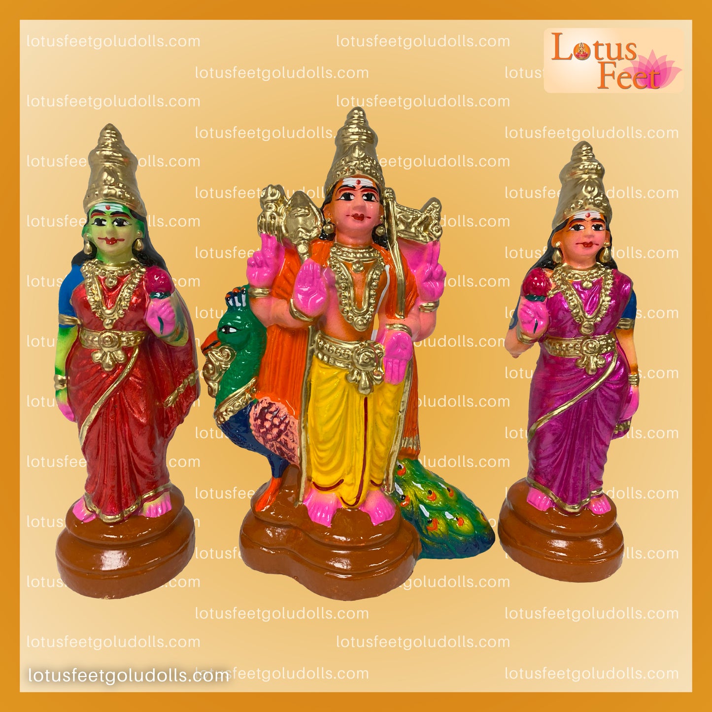 Murugan - Valli - Devanai Set 9" (Clay)
