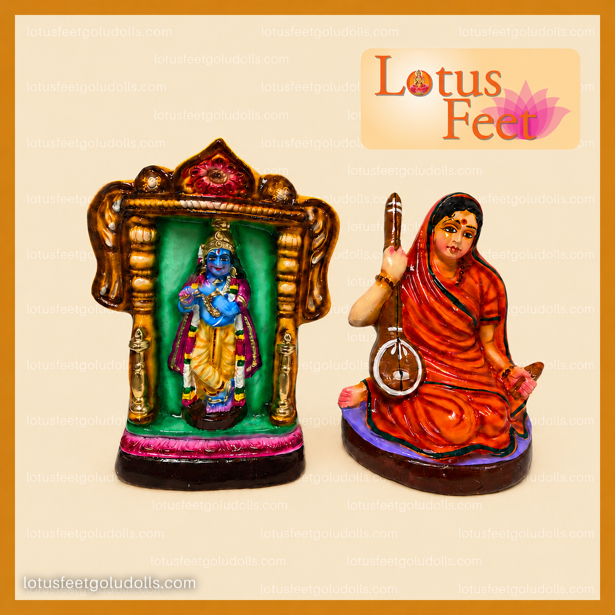 Meera & Krishna Set - 10 - 11 " (Paper Mache)