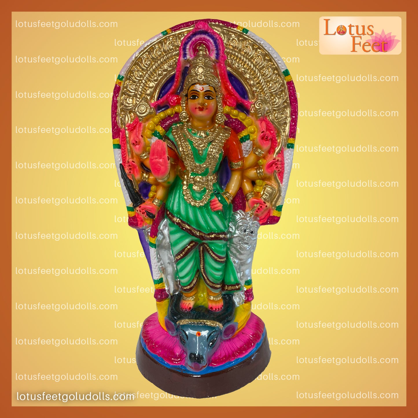 Pattiswaram Durgai 18" (Paper Mache) The Smiling Goddess of Protection