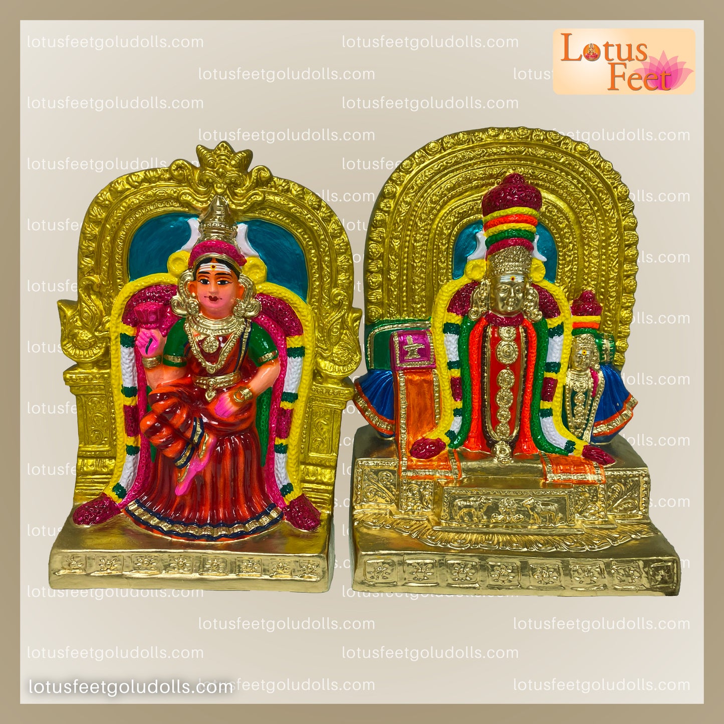 Thiyagarajar & Kamalambikai Set 17" (Paper Mache) Tiruvarur's Divine Glory