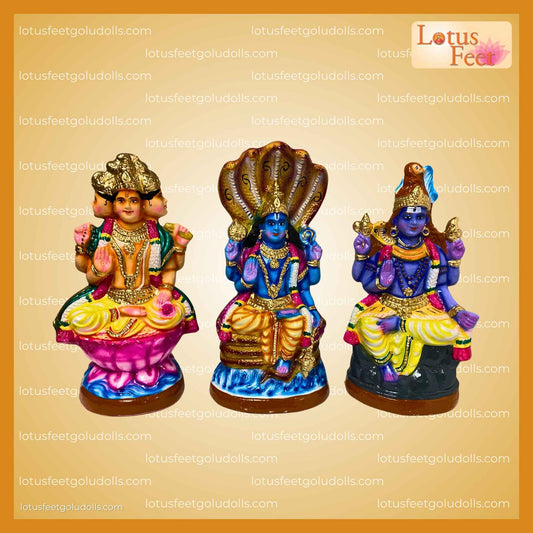 Brahma - Vishnu - Sivan Set 14" (Paper Mache) The Divine Trinity