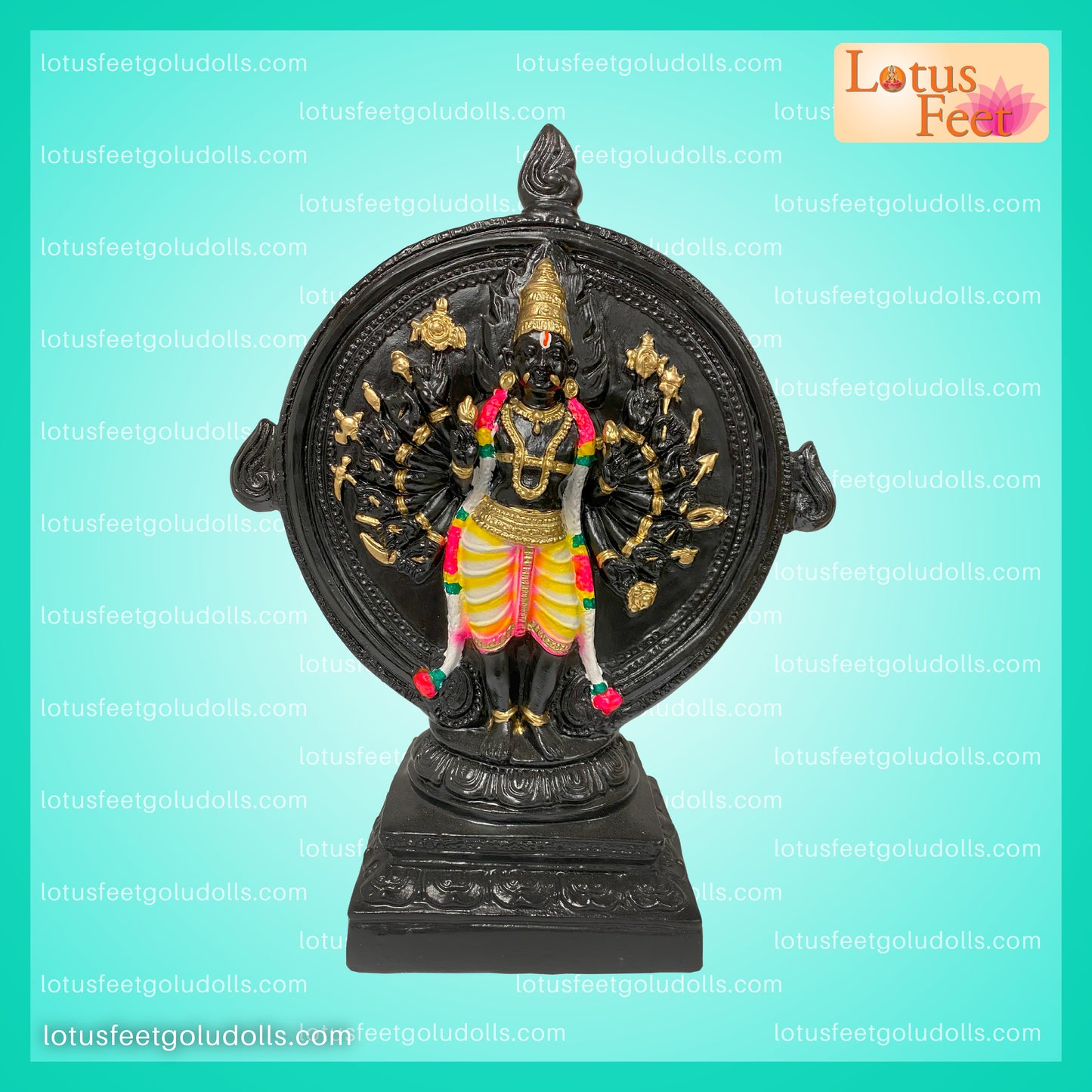 Chakrathazhwar & Yoga Narasimhan 18" (Paper Mache - Two Sides) Dual Divine Power