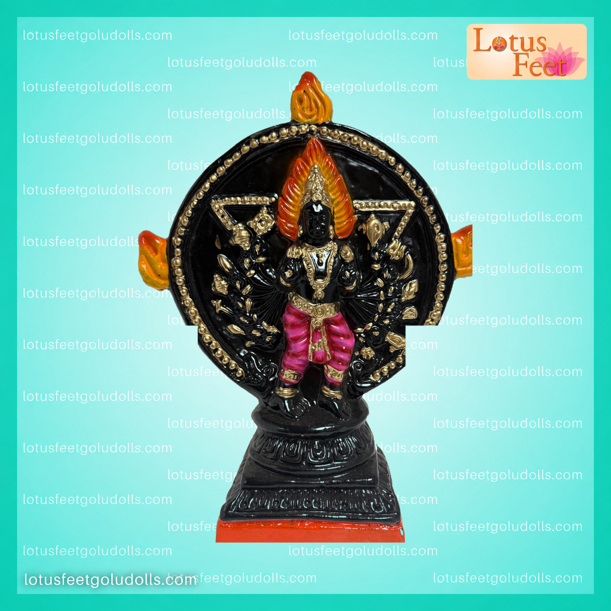 Chakrathazhwar & Yoga Narasimhan 10" (Paper Mache - Two Sides) Dual Divine Power
