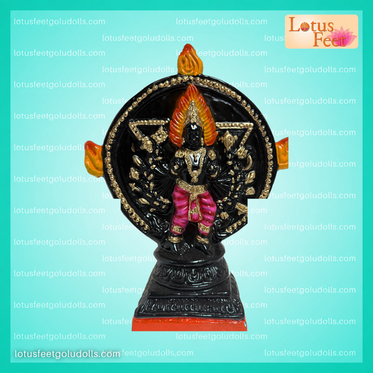 Chakrathazhwar & Yoga Narasimhan 10" (Paper Mache - Two Sides) Dual Divine Power