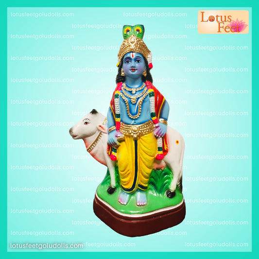 Cow Krishna 12" (Paper Mache) From Gokulam to your Home