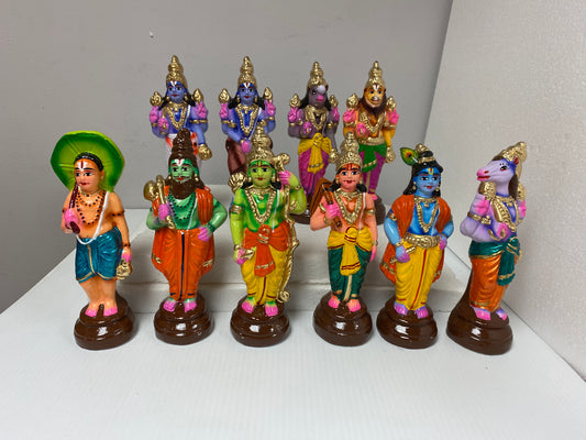 Dasavatharam Set 9" (Clay) Ten Sacred Stories, One Divine Collection
