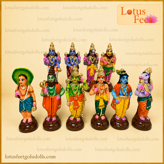 Dasavatharam Set 9" (Clay) Ten Sacred Stories, One Divine Collection