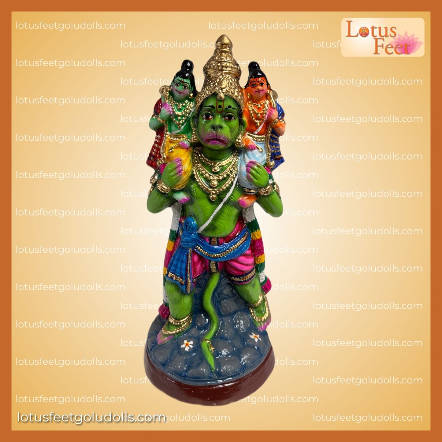 Ramar & Lakshmanan on Hanuman's Shoulder 12" (Paper Mache)