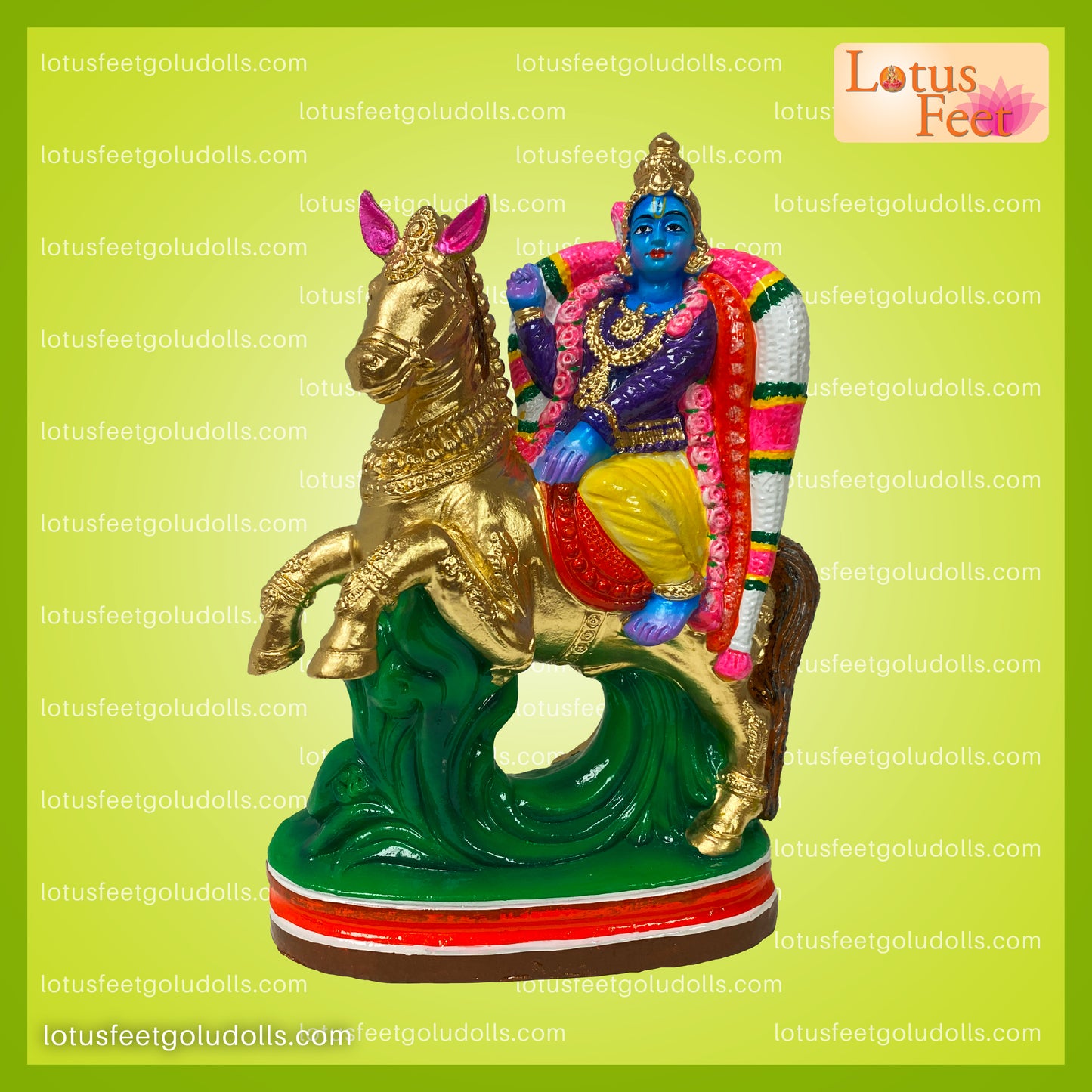Kallazghar in Kuthirai (Horse) Vahanam 12"(Clay Doll)