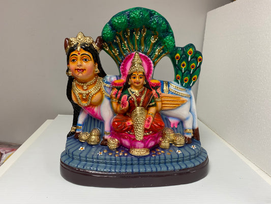 Lakshmi with Karpaga Vritcham 15" (Paper Mache) Grace of Lakshmi, Gifts of Kamadhenu.