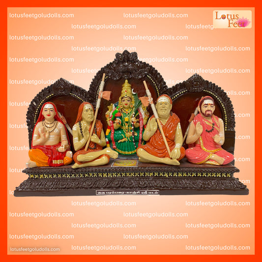 Guru Parampara Kanchi Acharyas with Kamakshi (Fiber)