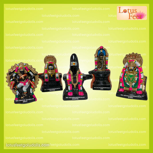 Pancha Bootha Lingam Set of 5 Dolls ( Paper Mache) Five Elements