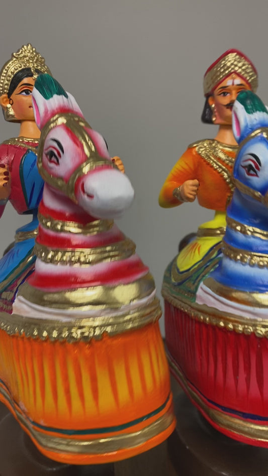 Poi Kaal Kuthirai Set (Paper Mache Set of 2) Folk Art Comes Alive!